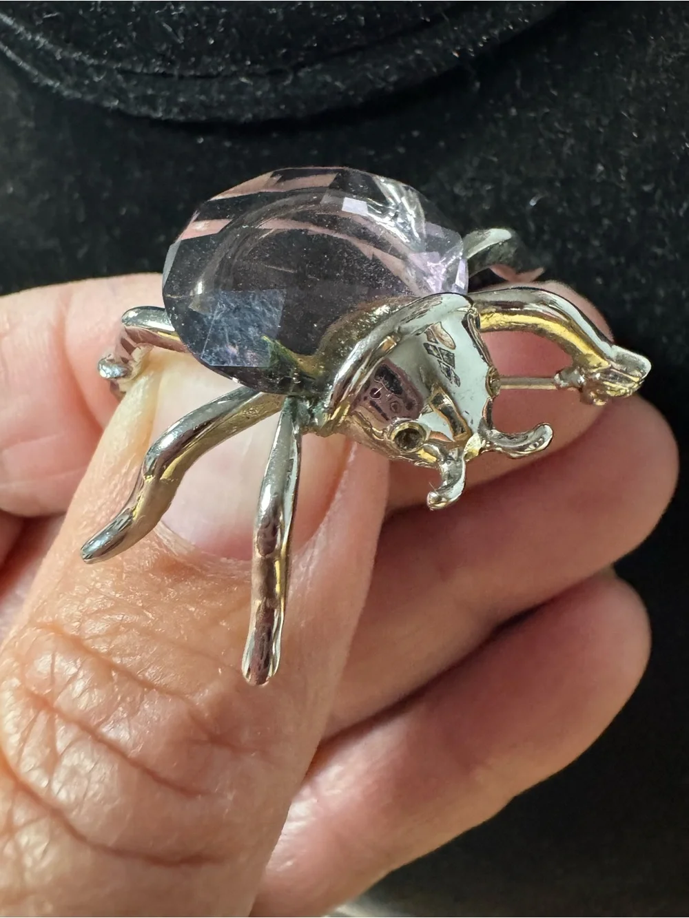 Silver and Purple Arachnid Brooch